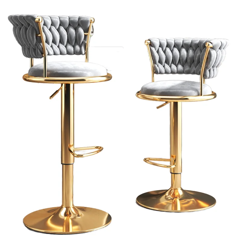 ￥%Luxury Velvet Fabric Metal Chairs Furniture High Density Sponge Bar Chairs Bar KTV Chairs
