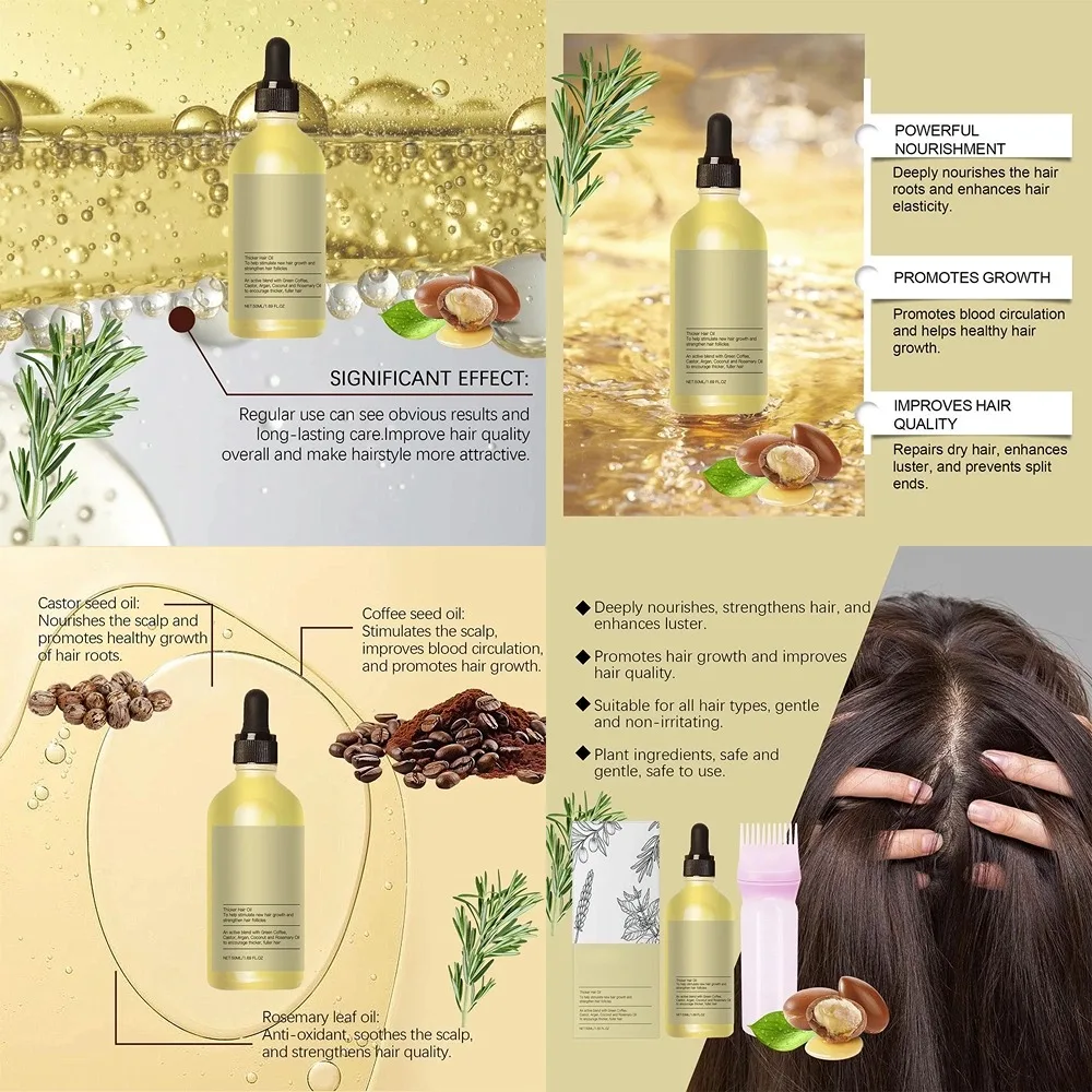 60ml Plant Hair Care Essential Oil Nourishing Repairing Frizzy Hair Smooth Soft Glossy Hair Oil Unisex ﻿Natural Hair Care Oil