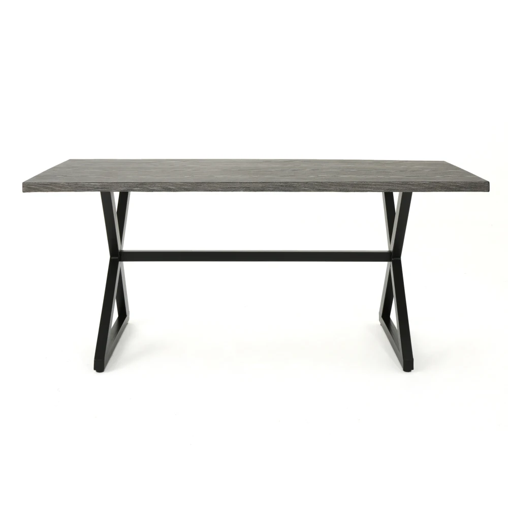 

Rolando Outdoor Aluminum Dining Table with Steel Frame, Grey / Black