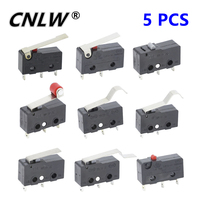 5 PCS Mini Micro Limit Switch NO NC 3 Pins PCB Terminals SPDT 5A 125V 250V 29mm Roller Arc lever Snap Action Push Microswitches