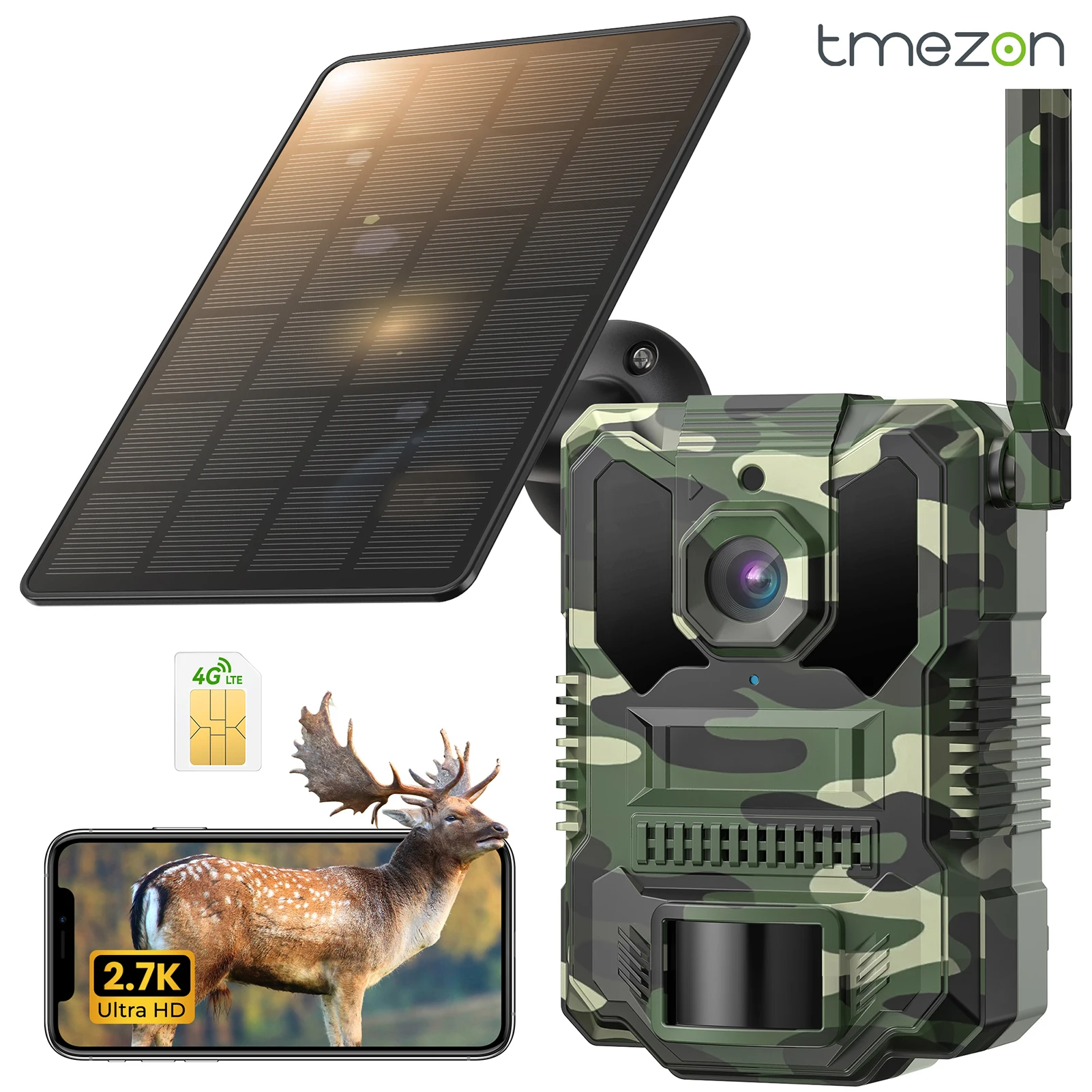 Fotocamera da traccia 4G F20 4MP con visione notturna, alimentazione solare, attivazione a movimento, impermeabile, per il monitoraggio della fauna selvatica, sorveglianza e trappola esterna F20