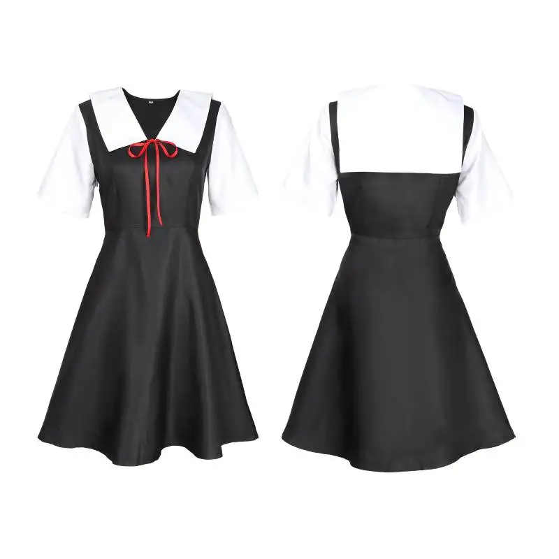 DAZCOS Fujiwara Chika Cosplay Costumes Adult Anime Clothing Woman Dresses School Uniform Dress Black White Halloween Costume