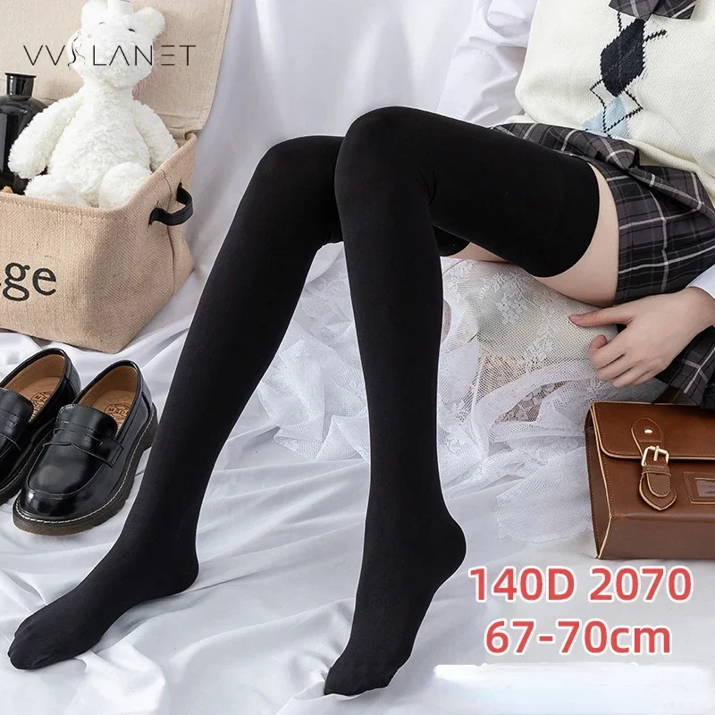 Long Tube Knee Socks 70CM Velvet High Elasticity Uniform White Stockings Anti-slip Slim Velvet Thigh Stokings Women Height 190cm