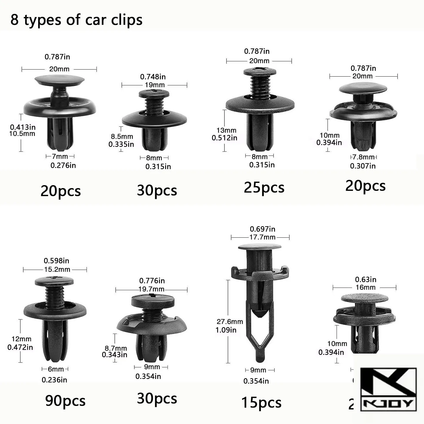 kkjoy 620Pcs Universal Auto Clips Rivet Fasteners for Car Trim suit for most vehicles