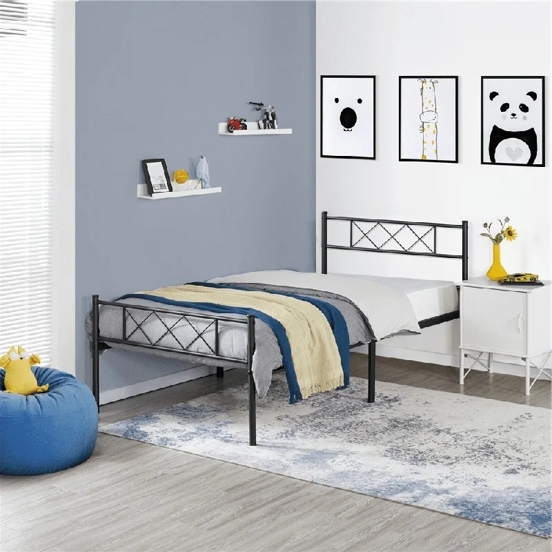 

Sturdy Metal Platform Bed with Headboard Footboard Space Saving Design Ideal All Ages Easy Assembly Under Bed Storage