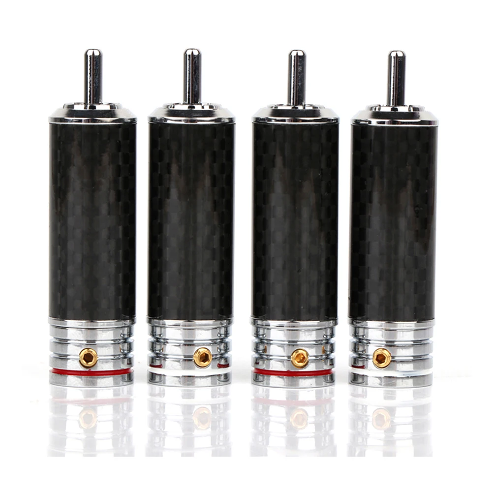 4 قطعة ألياف الكربون الروديوم مطلي RCA فونو التوصيل HIFI التناظرية كابل التوصيل لتقوم بها بنفسك اتصال خط إشارة الربط