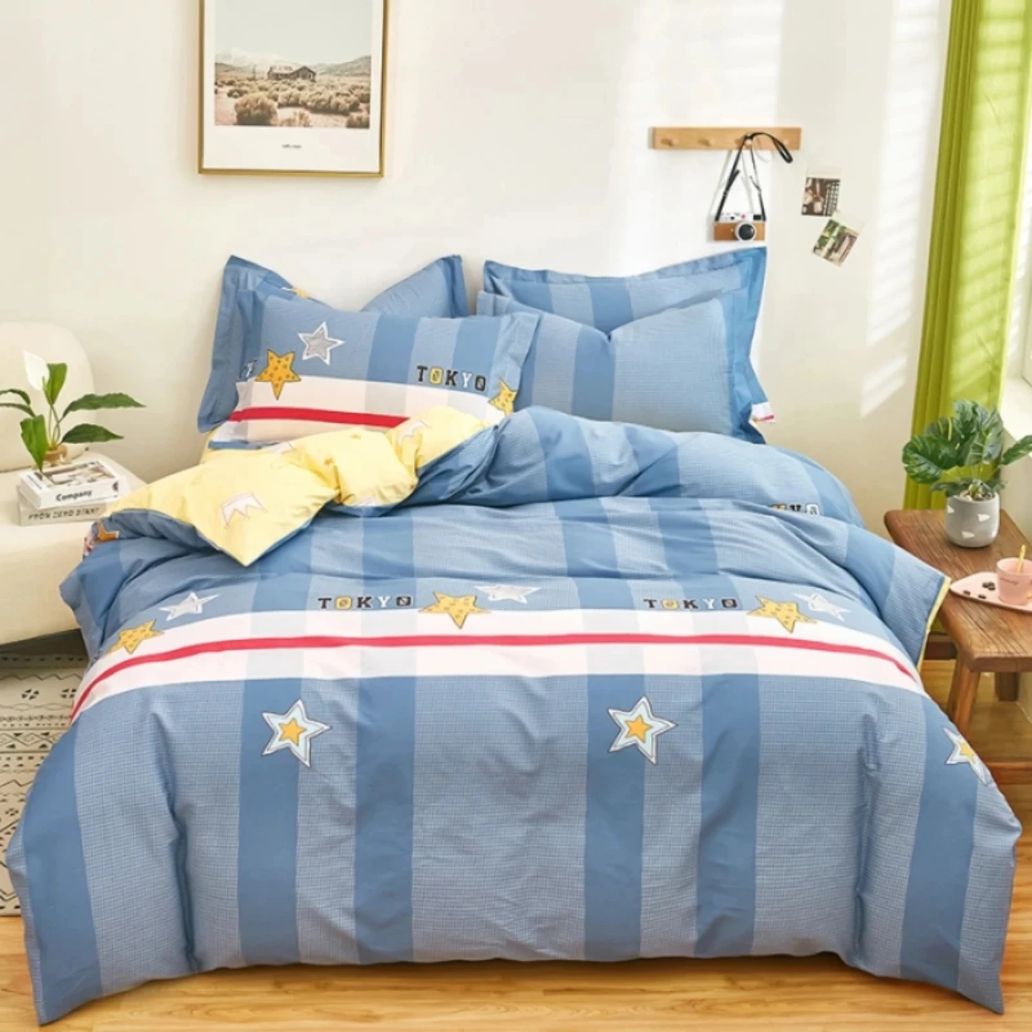 Soft and Skin-Friendly 3PC Striped Printing 100% Cotton Duvet Cover Set for Baby and Childrens Bedding - Includes 1 Duvet Cover