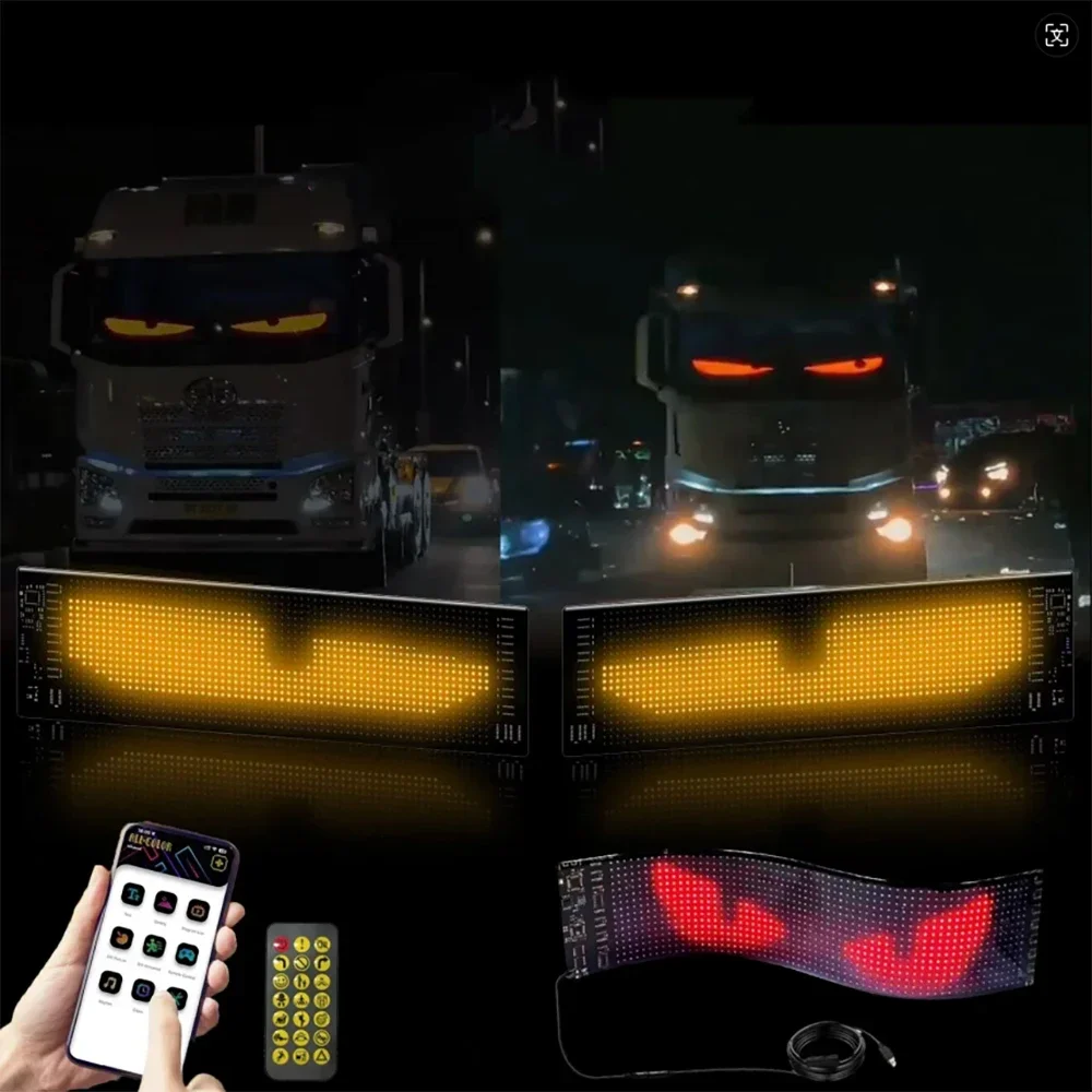 LED Matrix Pixel Panel Light Bluetooth App 5V USB  Control Scrolling Advertising LED Car Sign Animation Programmable for Car Sho