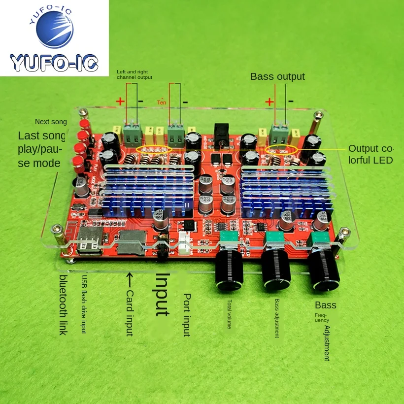 Free Ship 1pcs XH-M560 Digital Amplifier Board Tpa3116d2 Blue Tooth 2.1u Disk TF Card Decoding DC12-24V High Power