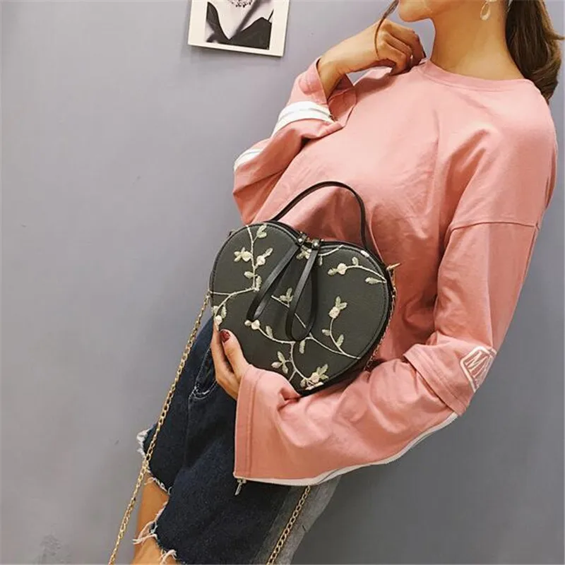 Embroidered Lace Flower Flap Bag New Fashion Designer Handbag PU Leather Chain Shoulder Crossbody Bag Women Top-Handle Bag