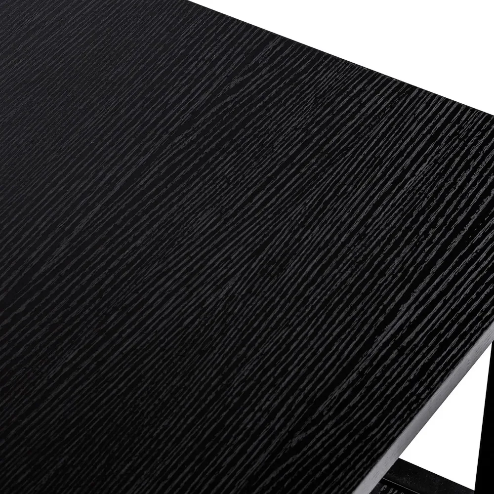 Black Wooden ChooChoo Mission Style Living Room Coffee Table with Shelf, 40 Inches