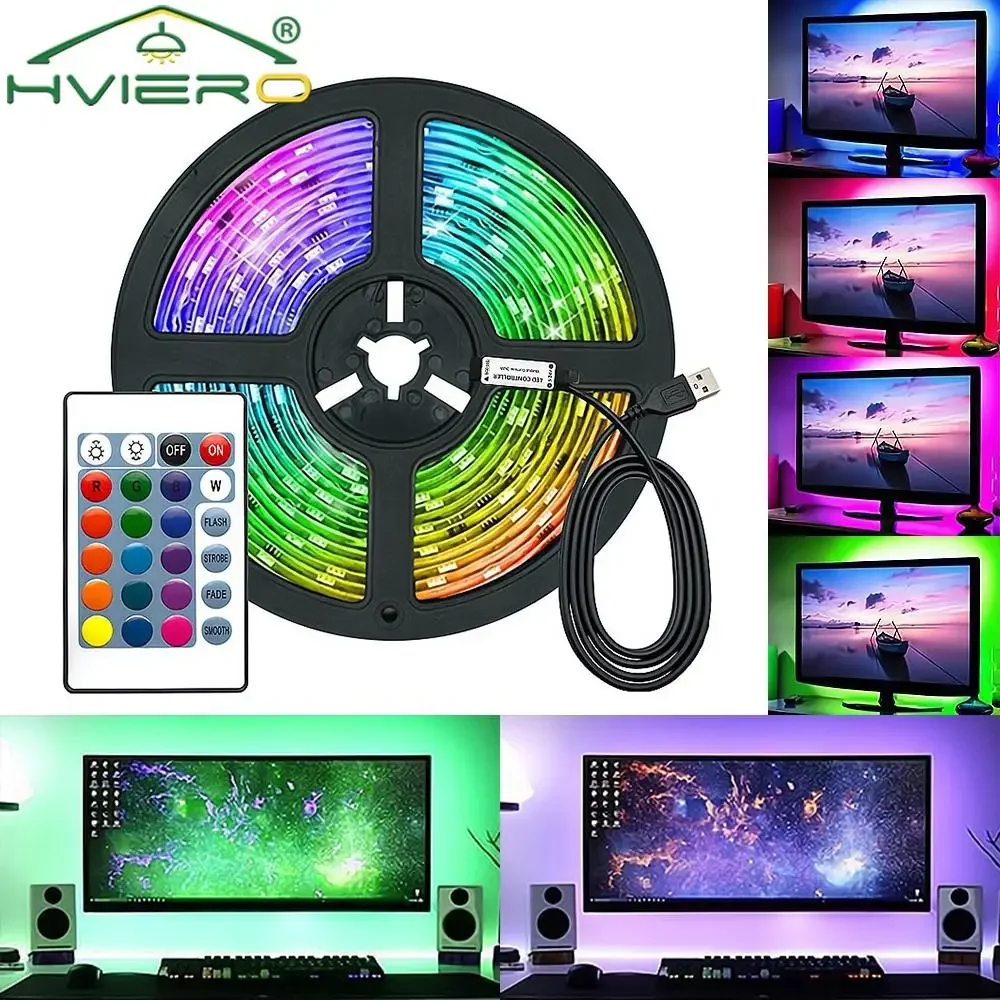 

LED Light Strip RGB 2835 5V USB 1M-5M 16 Million Tone Synchronizes Color Changes for Party Home Games Atmosphere Sense Lighting