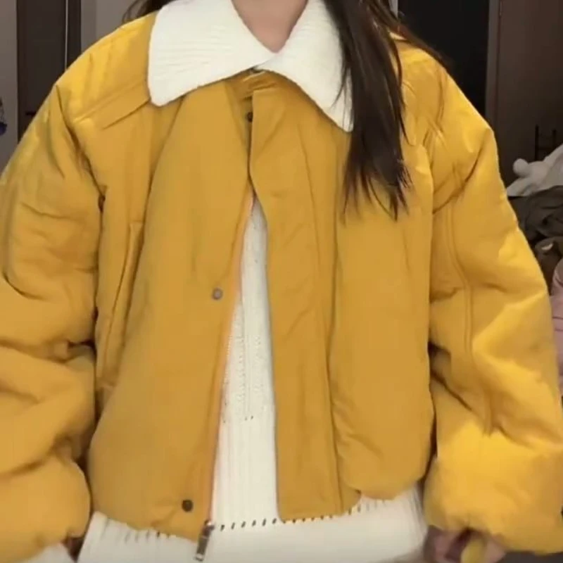 

Retro Round Neck Jacket Women's Winter New Style Simple Casual Loose Warm Cotton Jacket Top