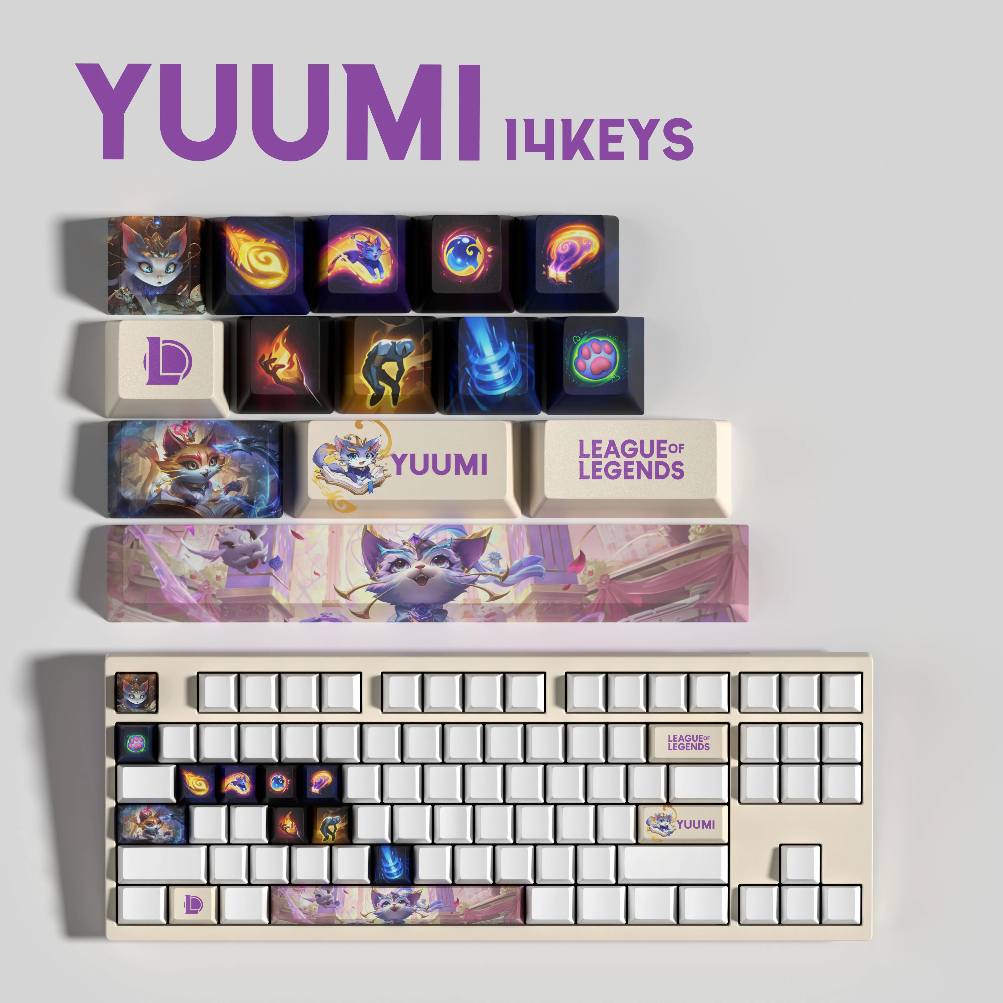 YUUMI KEYCAPS New design 14KEYS League of Legends keycaps14KEYCAPS  OEM Profile Keycaps for mechanical keyboard