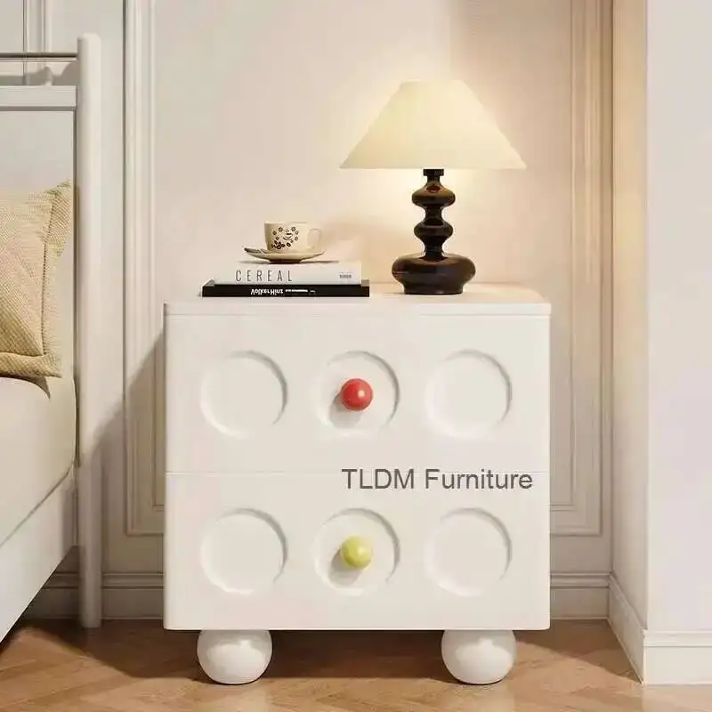 Wood Retro Creative Double-layer Luxury Large-capacity Cabinets Storage Light Bedside Home Table Storage All Furniture Solid