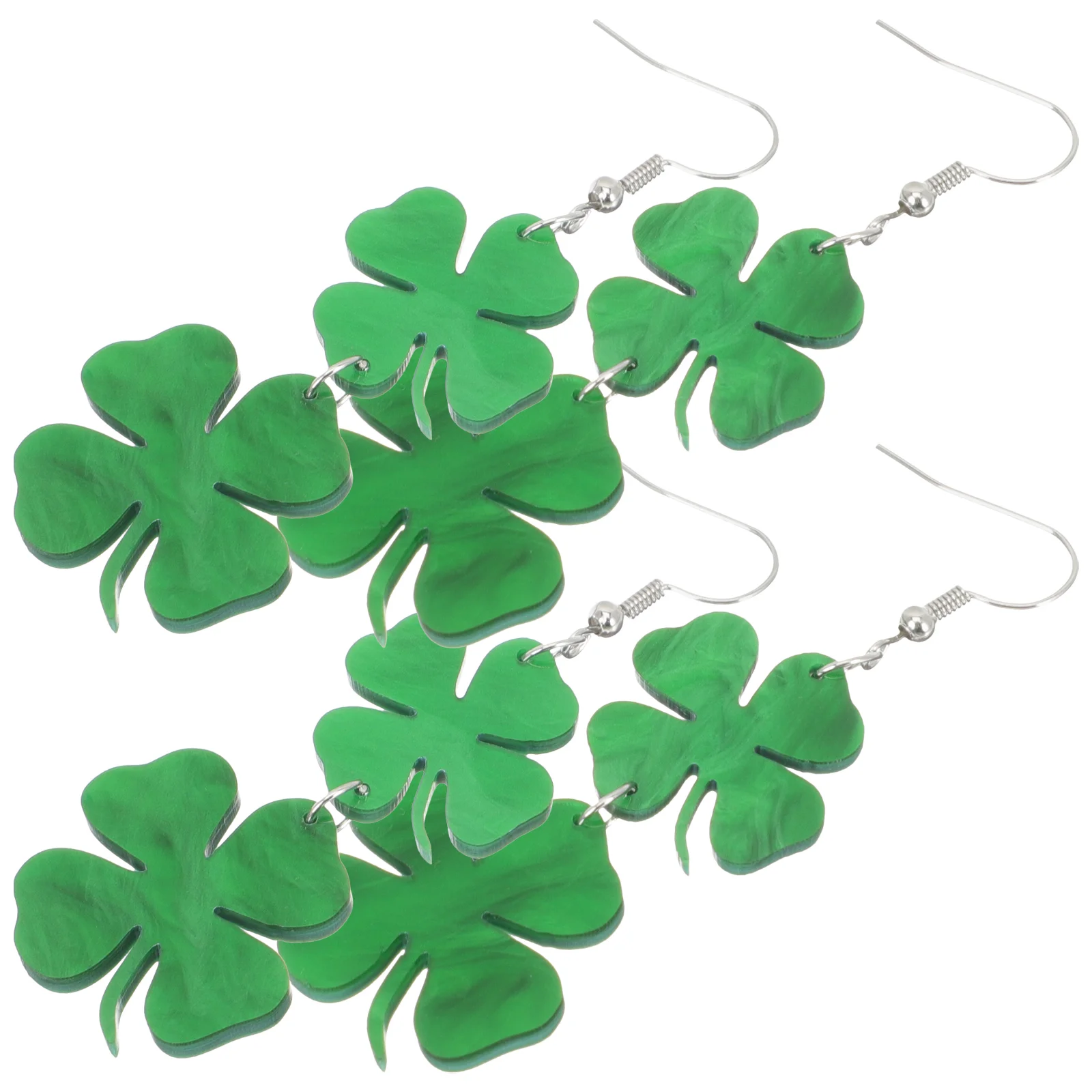 2 Pairs Trendy Earrings Women Decorations St Patrick Day Leaves Green Patricks Dark Party Miss