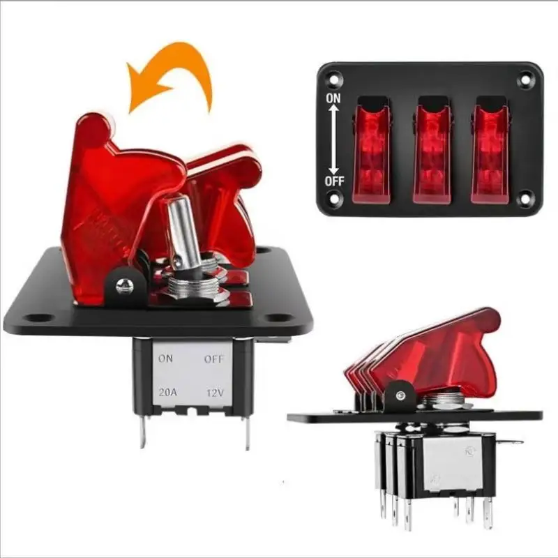 

24V 12V Switch Panel Racing Car Starter Ignition Start Button Light Toggle Rocker 20A Fuse Accessories For Boat Truck Trailer RV