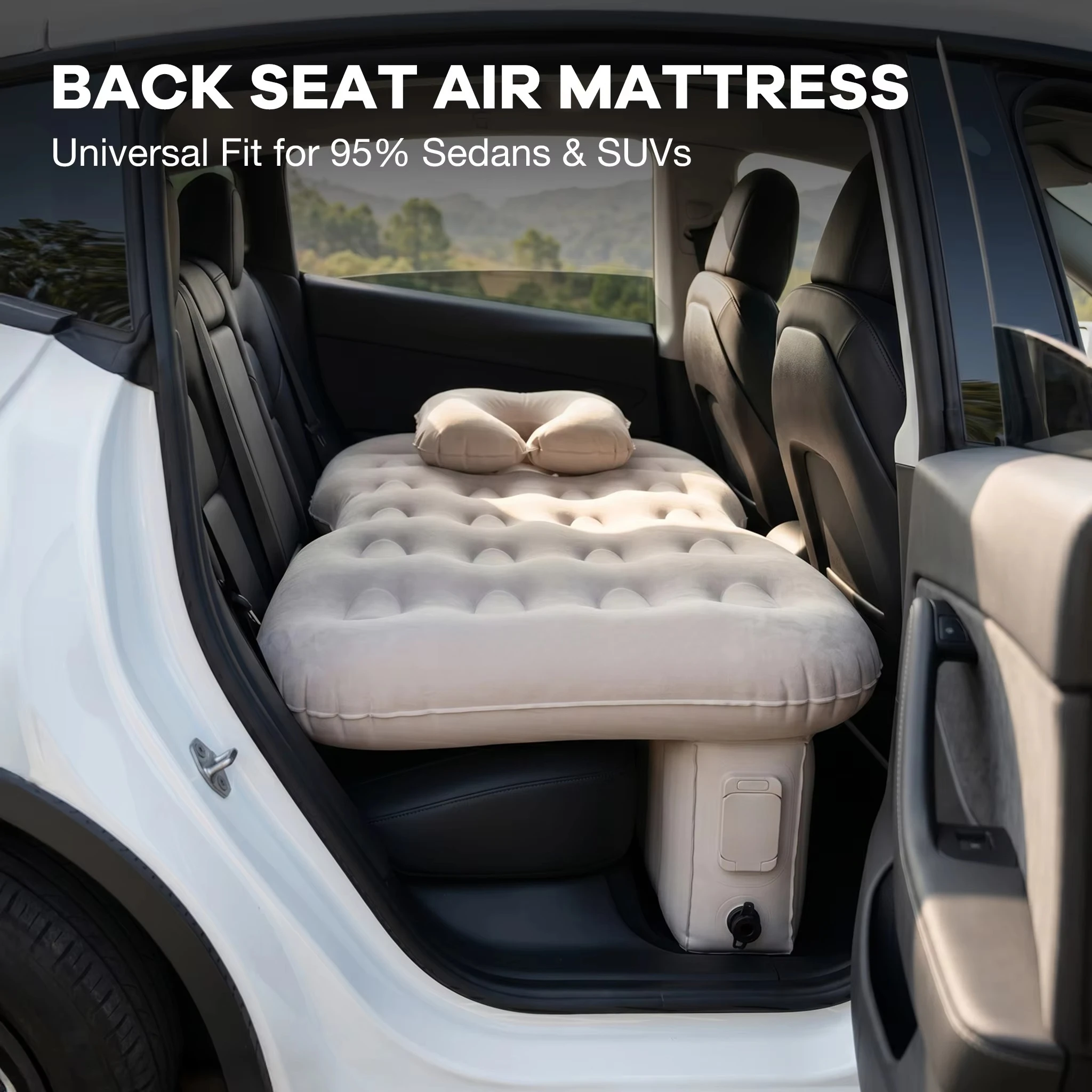 Rear Seat Inflatable Mattress, Inflatable Car Mattress, Self Inflatable, Modern Design, Flocking PVC Camping Travel