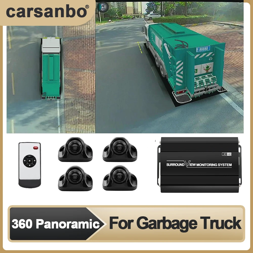 Carsanbo Car 360° 3D 1080P Bird's-eye Surround View Camera System 360 Seamless View Recorder Is Suitable for Garbage Truck