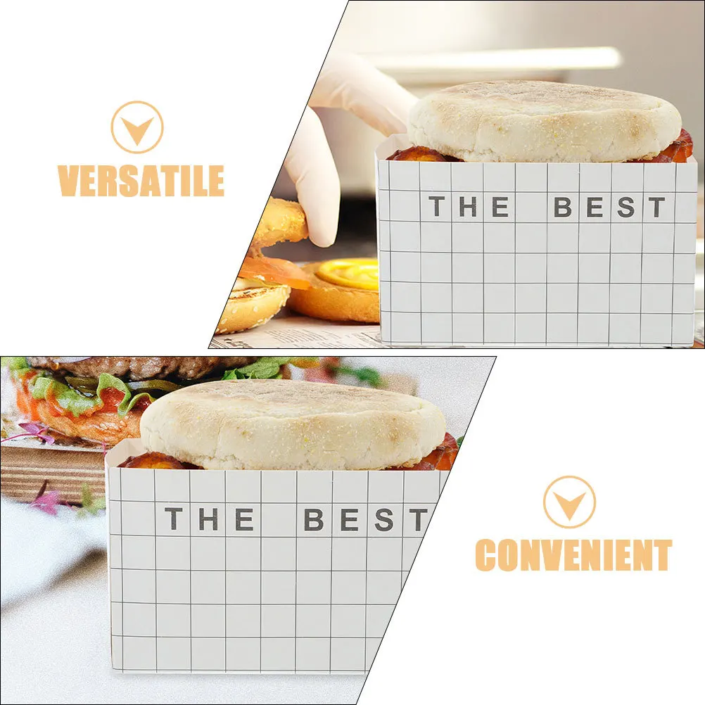 Scatole per panini da 50 pezzi, confezione resistente all'olio, ideale per panini, hamburger, colazione, pranzo, contenitori per alimenti, scatole di carta per panini