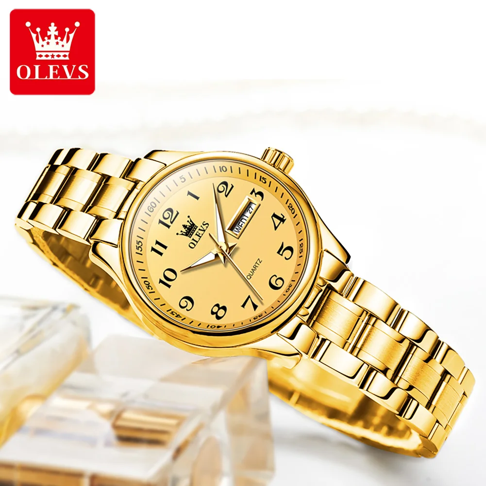 OLEVS 5567 Women's Quartz Watches Simple Elegant Large Digital Dial Ladies Wristwatch Stainless Steel Waterproof Watch for Women