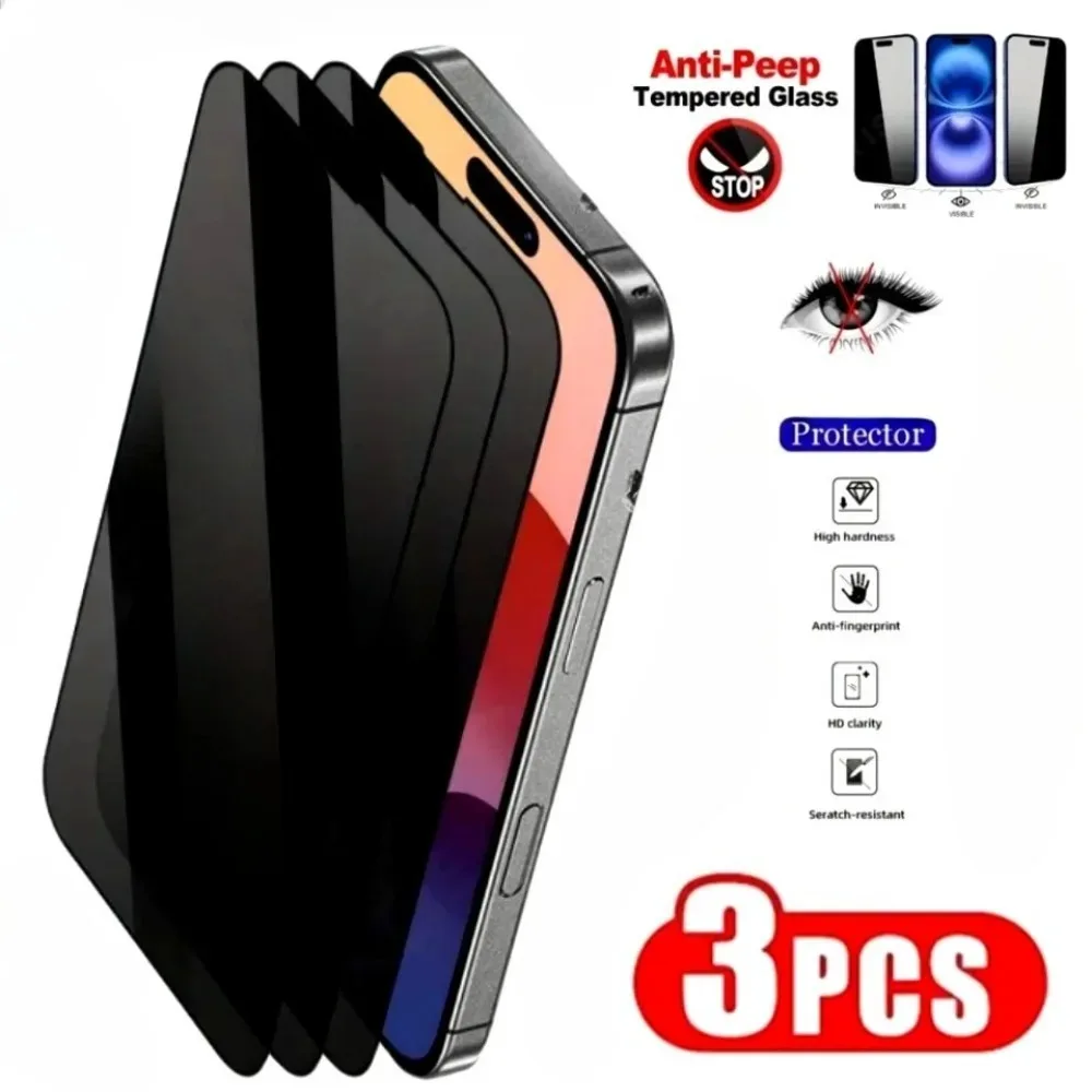 3er-Pack Anti-Spionage Panzerglas für iPhone 17 16 15 14 Pro Max Air 16 15 Plus Displayschutzfolie für iPhone 13 12 11 Pro XR XS Max