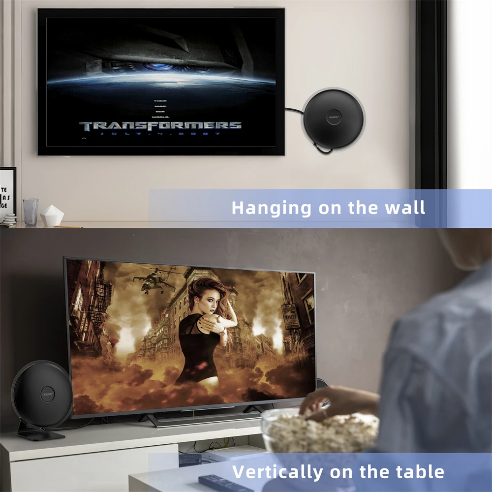 Antena telewizyjna do odbioru lokalnych kanałów, dalekiego zasięgu, wewnętrzna/zewnętrzna, ze wzmacniaczem, HDTV, obsługuje 4K 1080p, antena do wszystkich telewizorów, Smart TV. — zdjęcie produktu 4