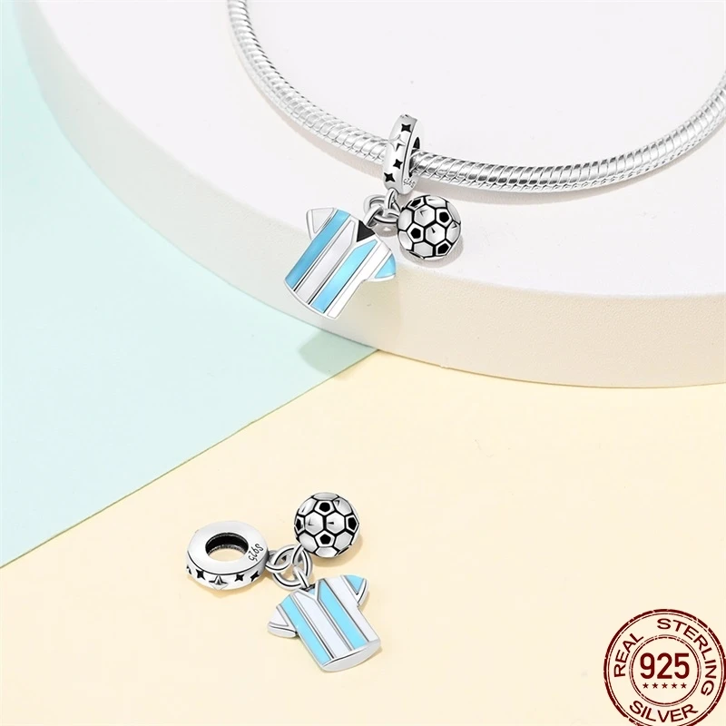 American Sports Series 925Sterling Silver Badminton Baseball Football Pendant Beads Suitable For 3MM Original Bracelet Diy