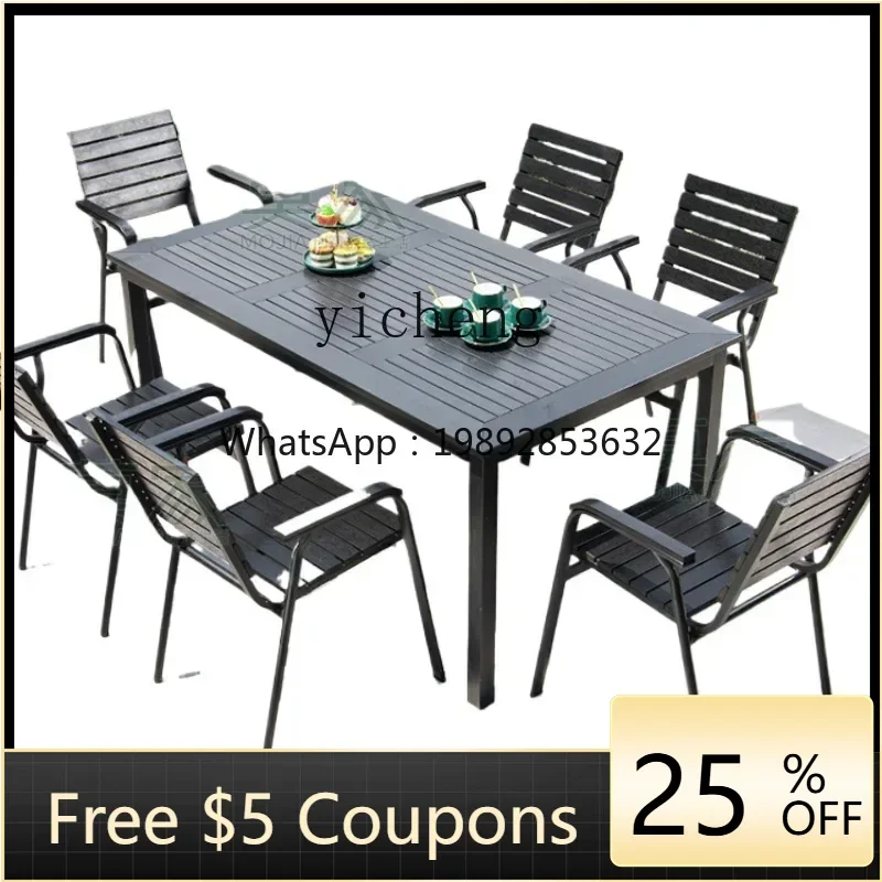

TQH outdoor tables and chairs courtyard villa garden terrace balcony outdoor leisure tea table aluminum alloy plastic