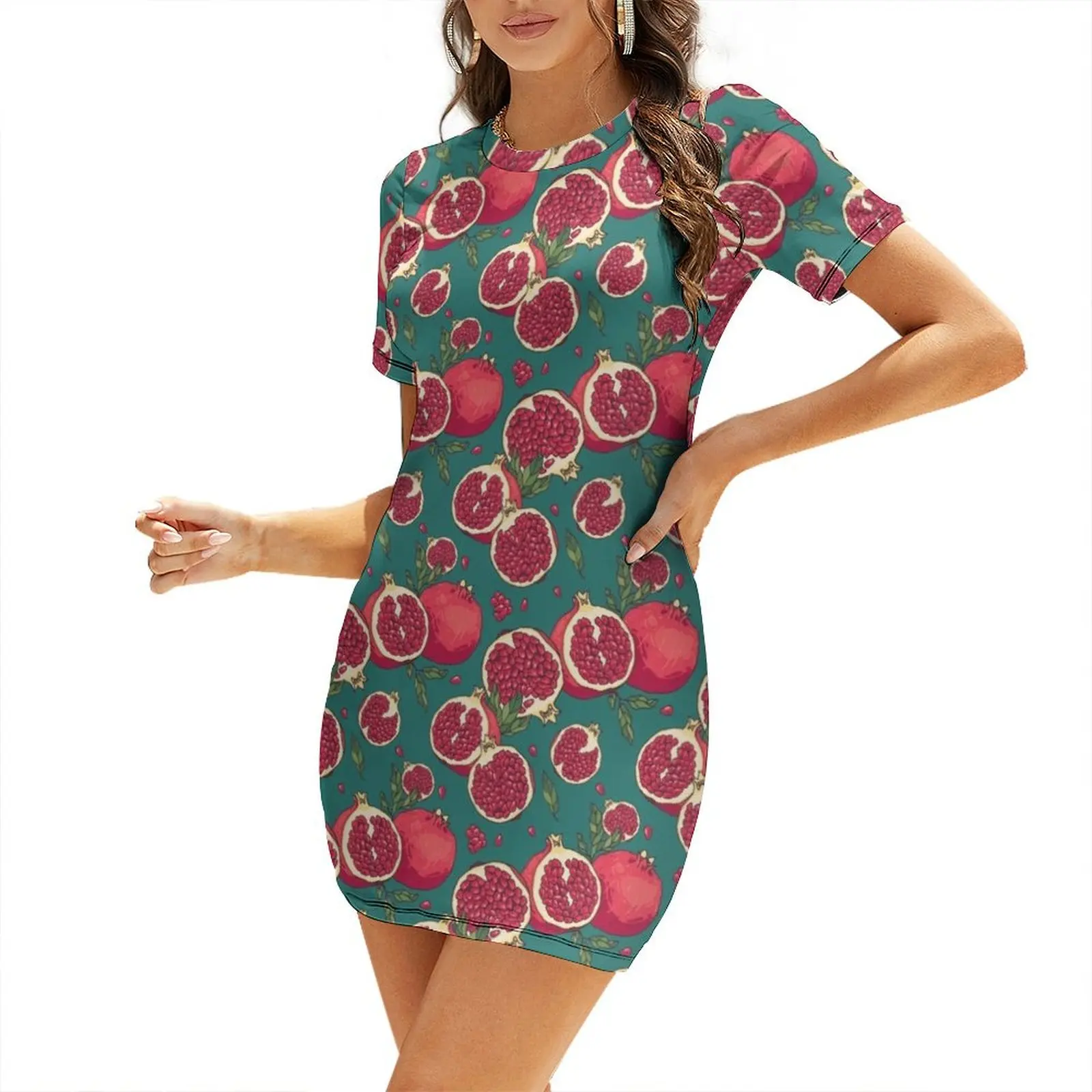 

Juicy pomegranate fruits Short-Sleeved Dress Summer dresses for women luxury dresses