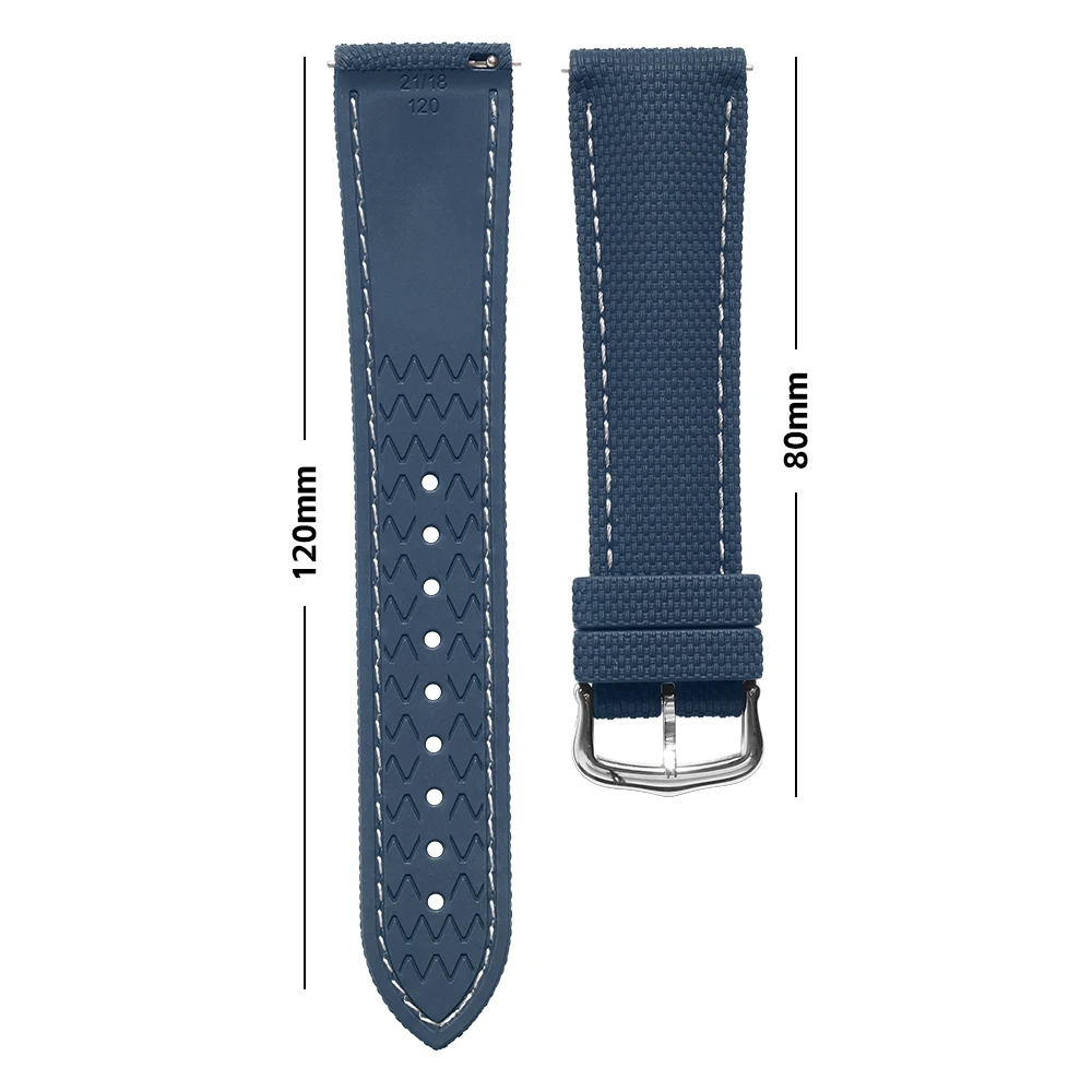 For Blancpain Rolex Omega Universal Full FKM Rubber Sailcloth Watch Bands 18mm 19mm 20mm 21mm 22mm 23mm 24mm Watch Straps - view 6