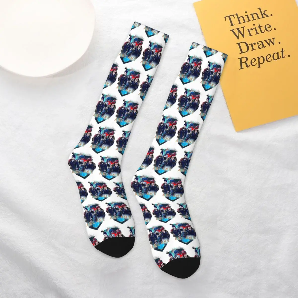 

Всесезонные носки Arcane Anime Vi Jinx, носки в стиле Харадзюку, модные чулки для мужчин и женщин