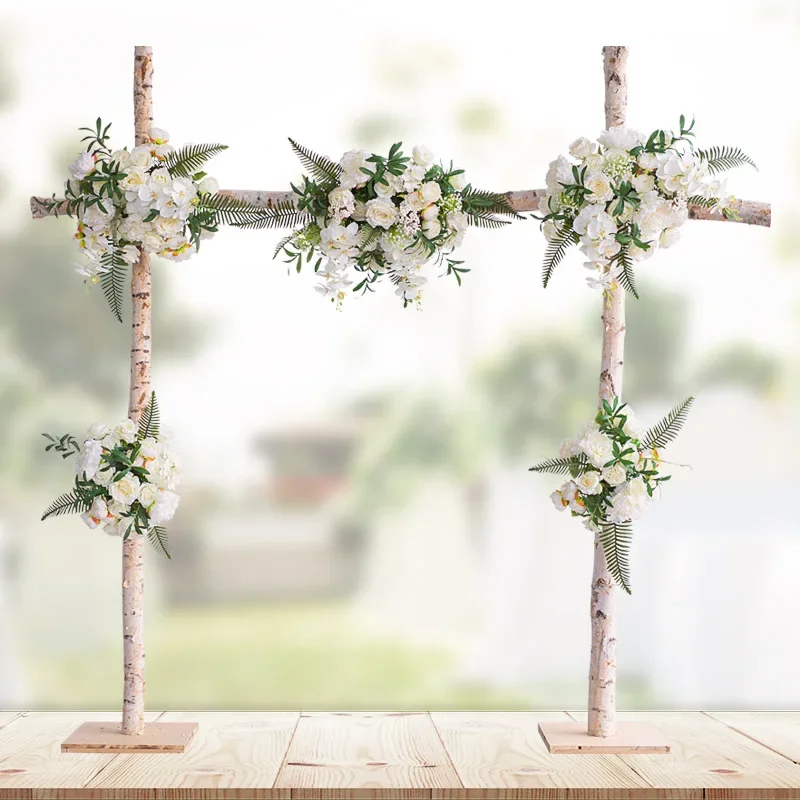 Wedding Simulation Flower Background, Wall Flower Wall, White Birch Arch, Flower Arrangement, T Platform, Cabinet Decoration