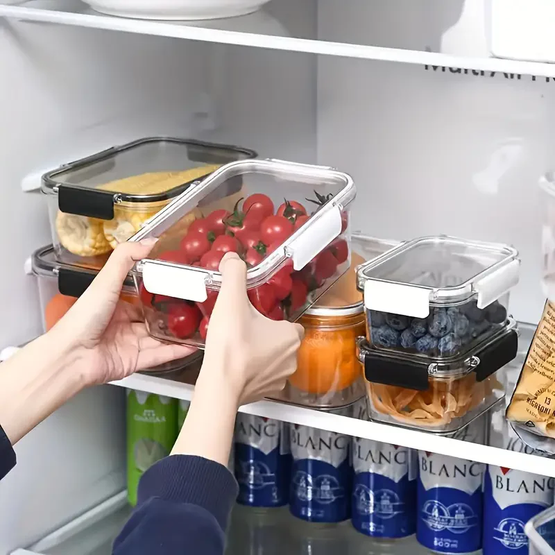 

Set of Transparent Food Storage Containers with Safety Buckle Lid-Durable Portable Pet Fresh Kitchen Organizer-Suitable for Grains, Eggs, Fruits, Vegetables-Hand Wash Safe, Rectangular Shape, Food Storage Room Collection