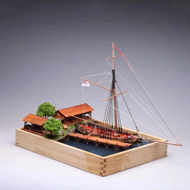 1/96 Ancient Sailing Ship Scene Model Kit Alert Ship Model Kit Toy Ornaments Port Model Gift DIY Handmade Kit