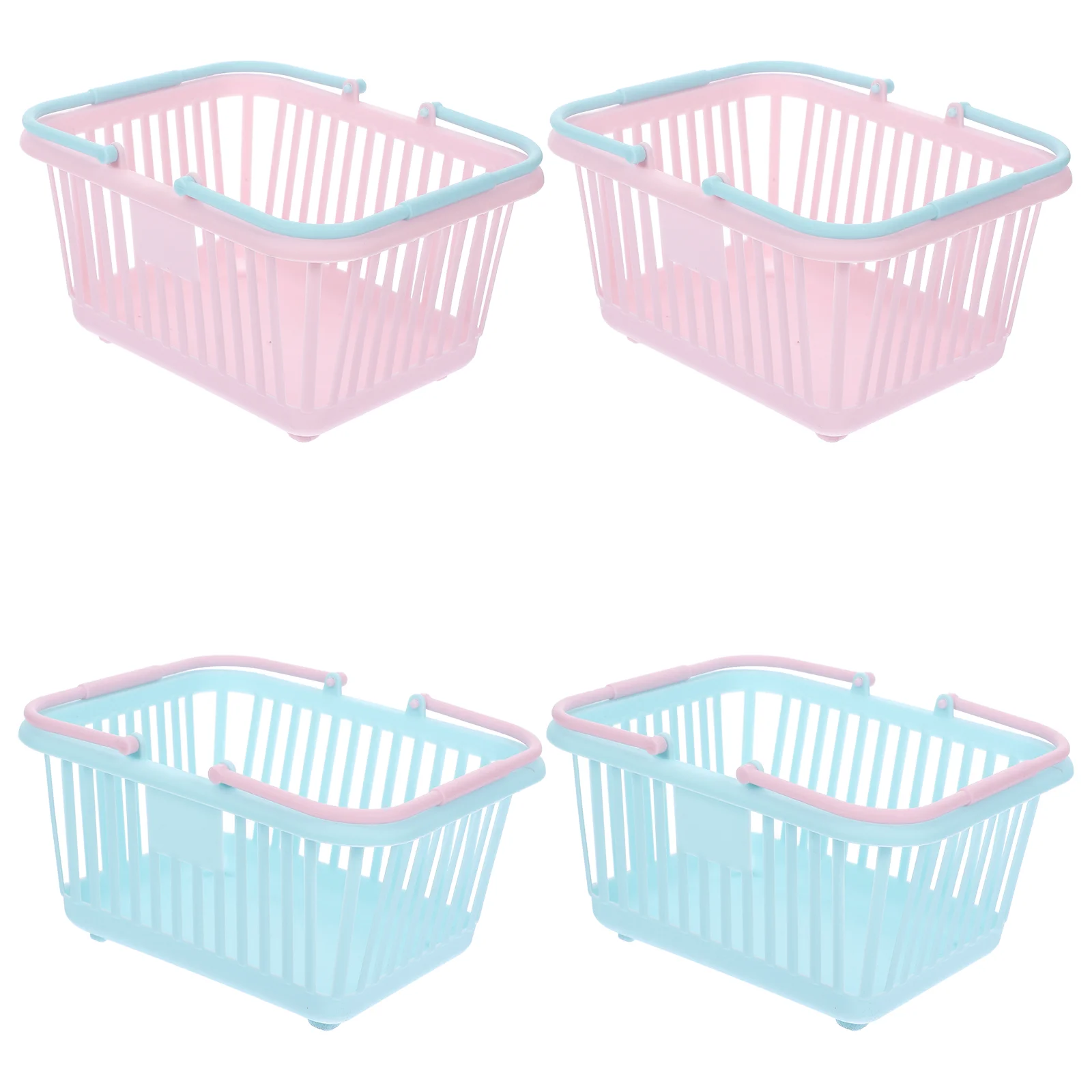 

4Pcs Small Plastic Baskets with Handles for Bathroom Kitchen Playroom Shopping small plastic bins storage basket