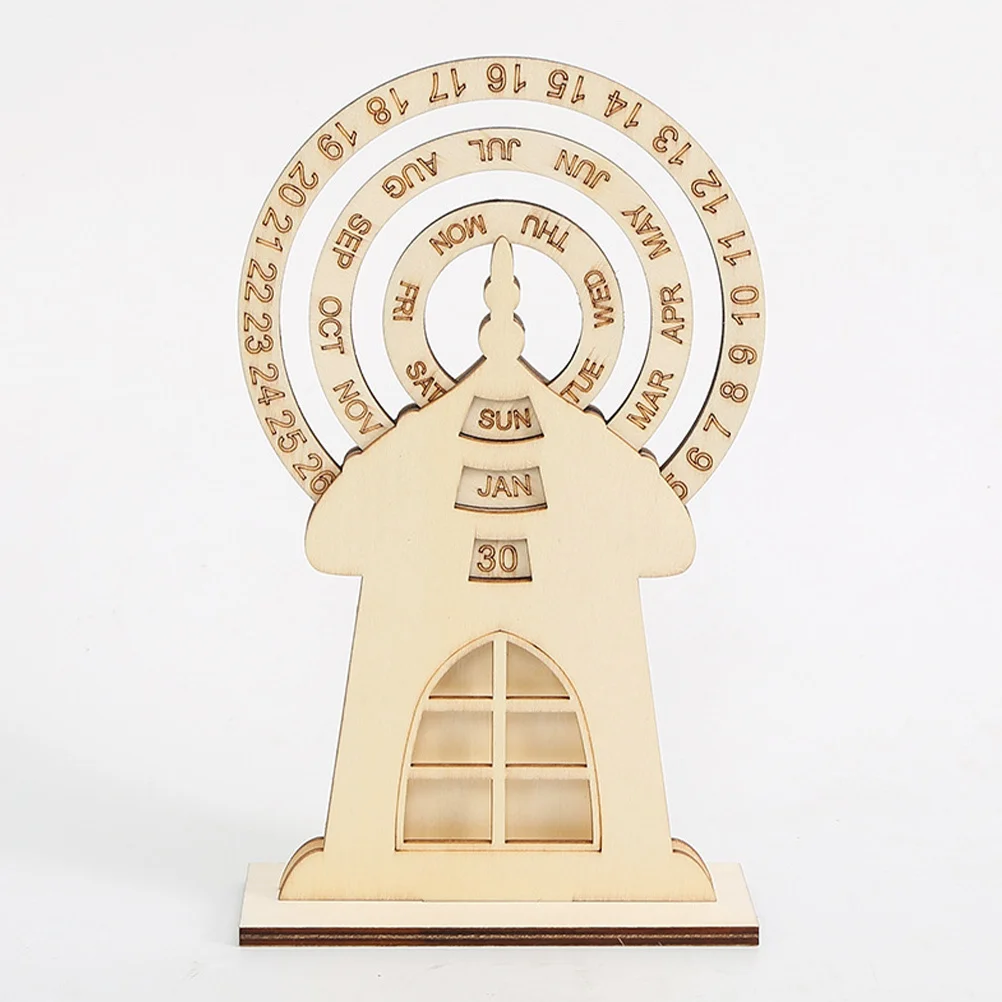 سطح المكتب الخشبي التقويم الدائم دُولابٌ دَوّار الشكل قابل للتعديل اليومي تاريخ الأسبوع شهر عرض سطح المكتب التقويم الدائم