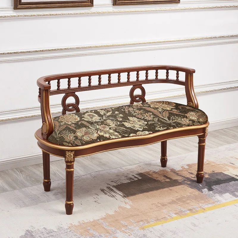 Zhigaomei solid wood solid wood sofa small apartment sofa chair living room balcony double chair brown embroidery with seat cush