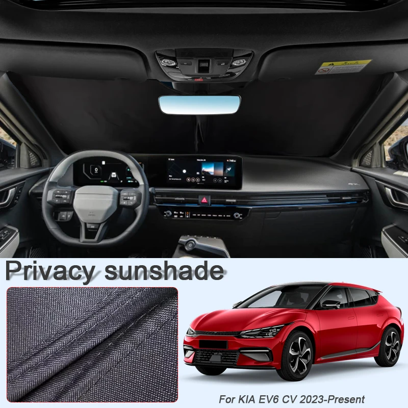 

Автомобильный солнцезащитный козырек на черное окно для KIA EV6 CV 2023-настоящее время, автоматическая защита от УФ-лучей, теплоизоляция, защитная крышка, аксессуар для интерьера