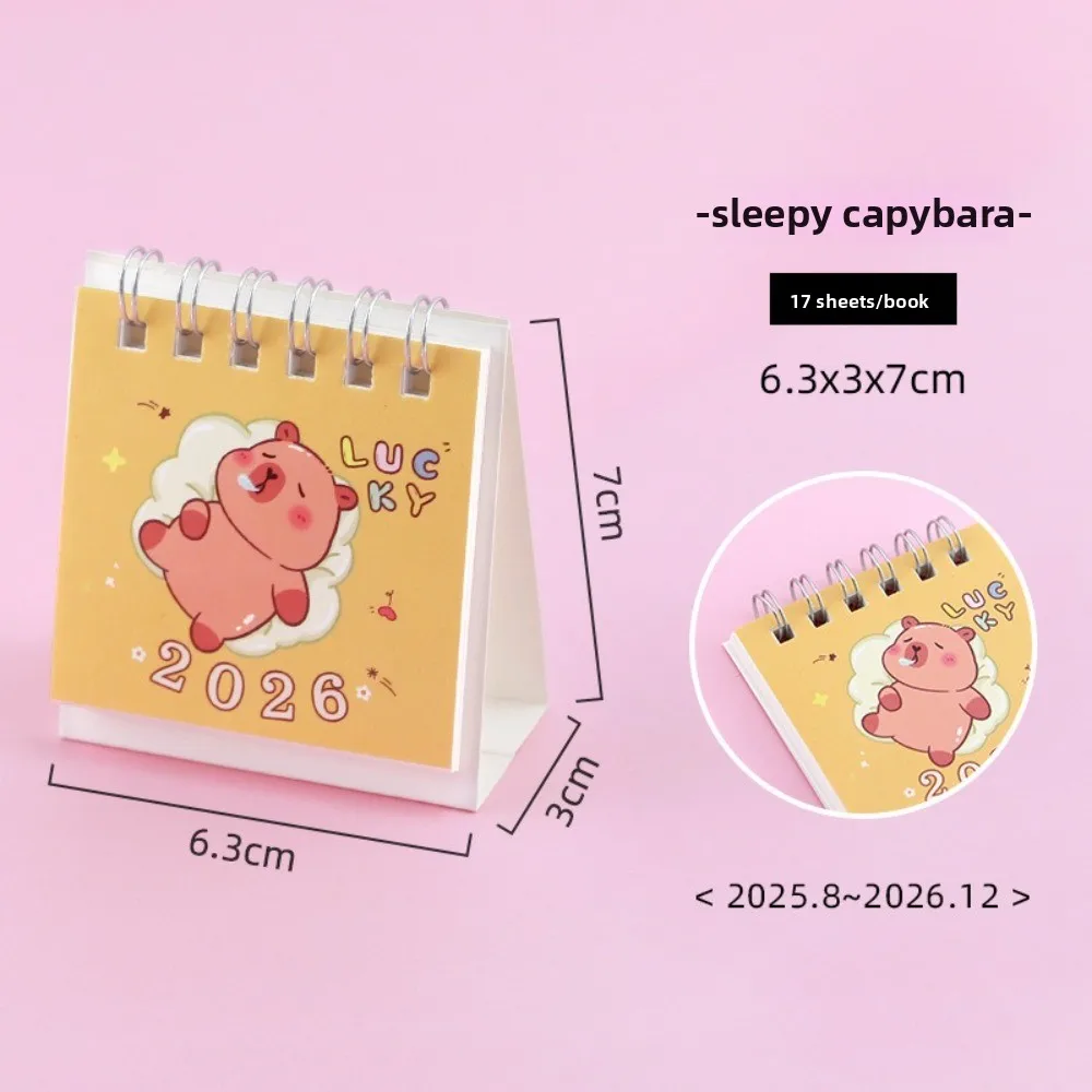 Creative Small 2026 Desk Calendar Standing Flip Cartoon Schedule Planner Desktop Decoration Coil Calendar Gifts