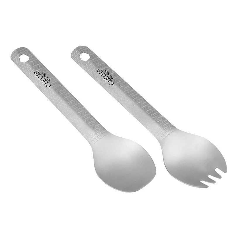 أدوات مائدة للتخييم خفيفة للغاية من التيتانيوم النقي، أدوات مائدة محمولة، خارجية، شوكة، ملعقة، سبيكة، منزل، سفر، A964 #5