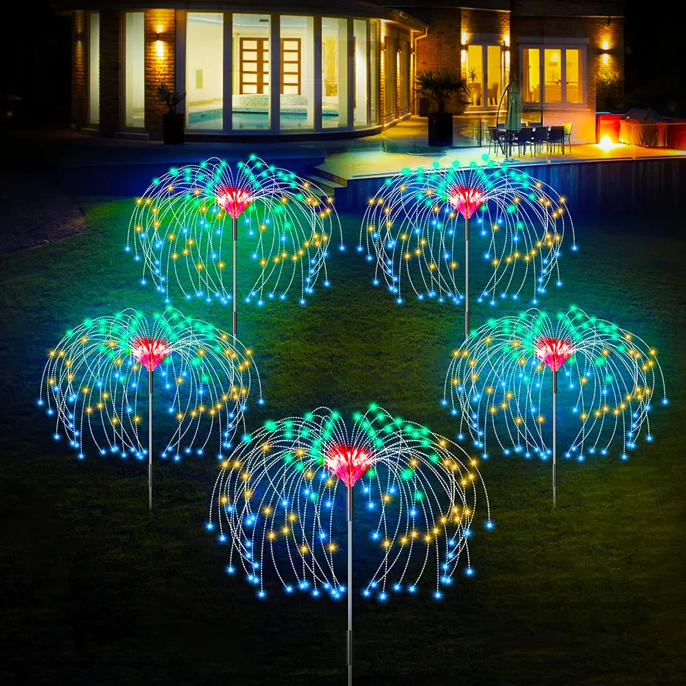 Outdoor Zonne-Vuurwerk Lichten Zonne-Energie Verlichting Buiten Waterdichte Patio Verlichting Tuin Tuin Bed Pad Bruiloft Kerst Decor