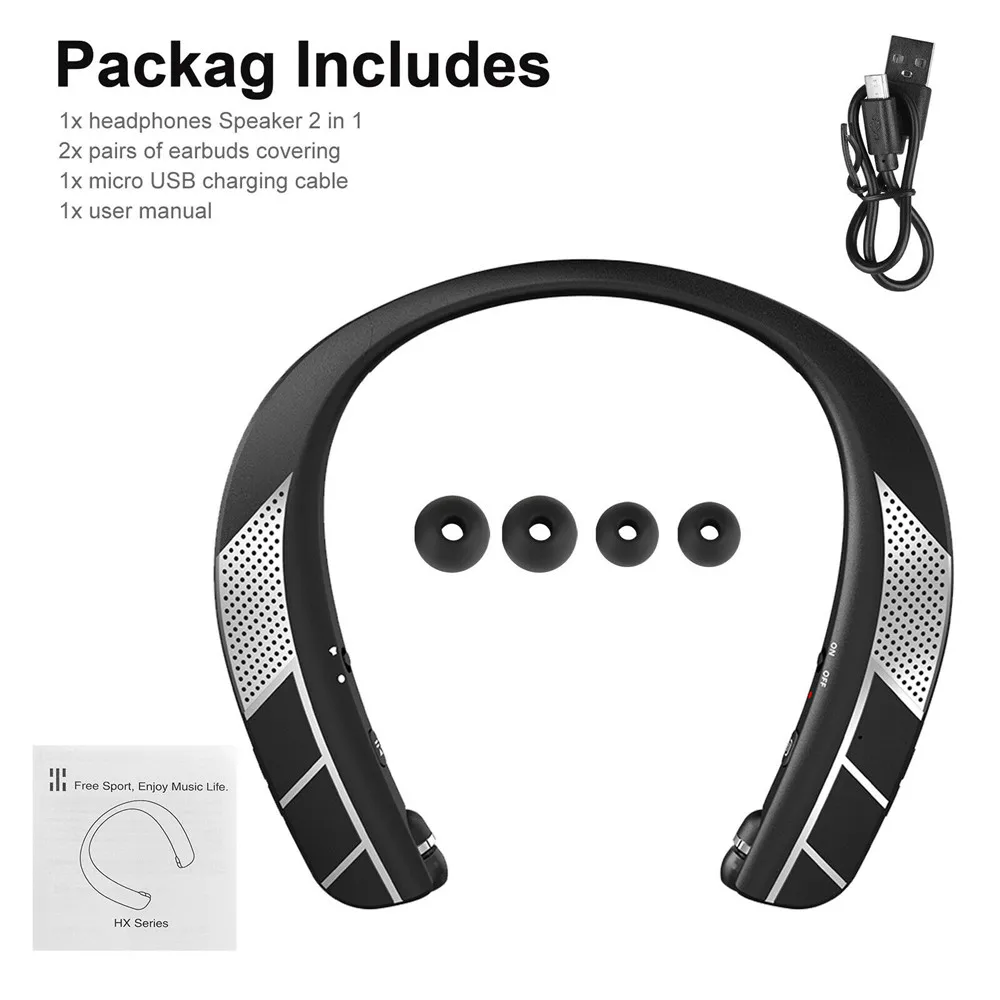 LZ-6 Wireless Earphone Bluetooth 5.0 Neckband Headset Earbuds With Speaker Headphone Waterproof Sport Headset With Microphone