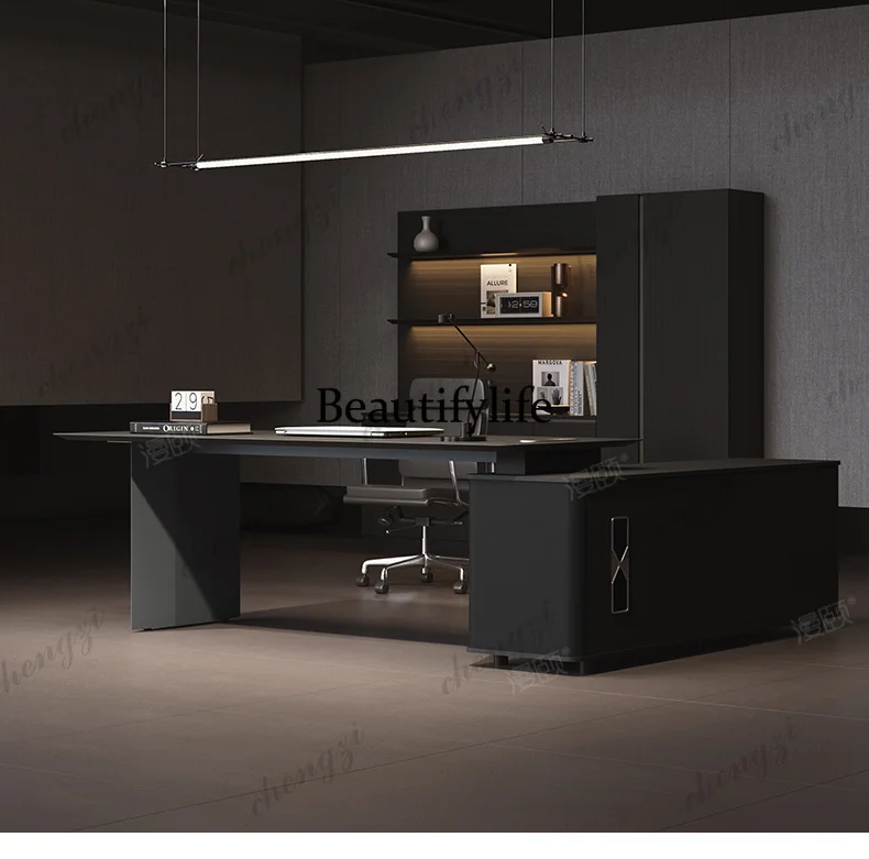 Nordic Luxury Office Desk France Creativity Designer Boss L Shape Desk Advanced Reception Office Furniture   K182