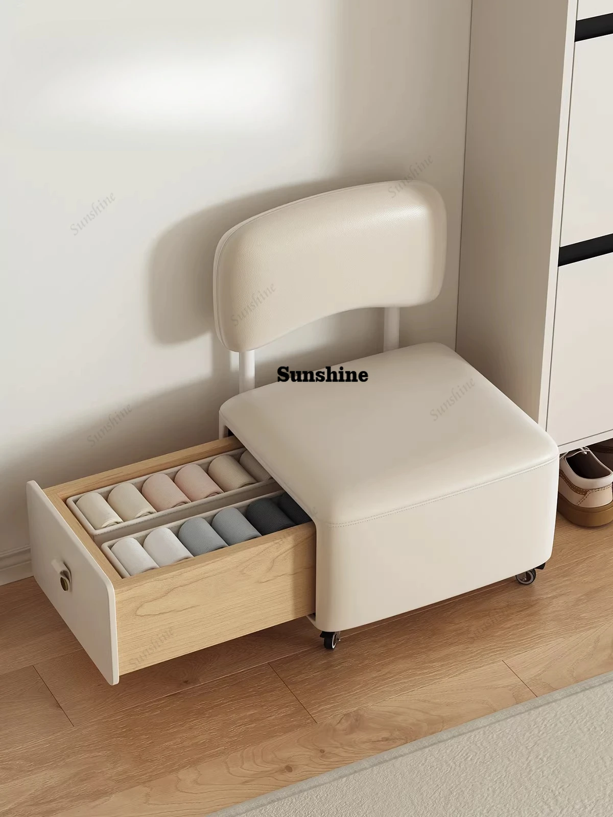 Home door shoe change storage stool can sit toy storage stool creative universal wheel low stool