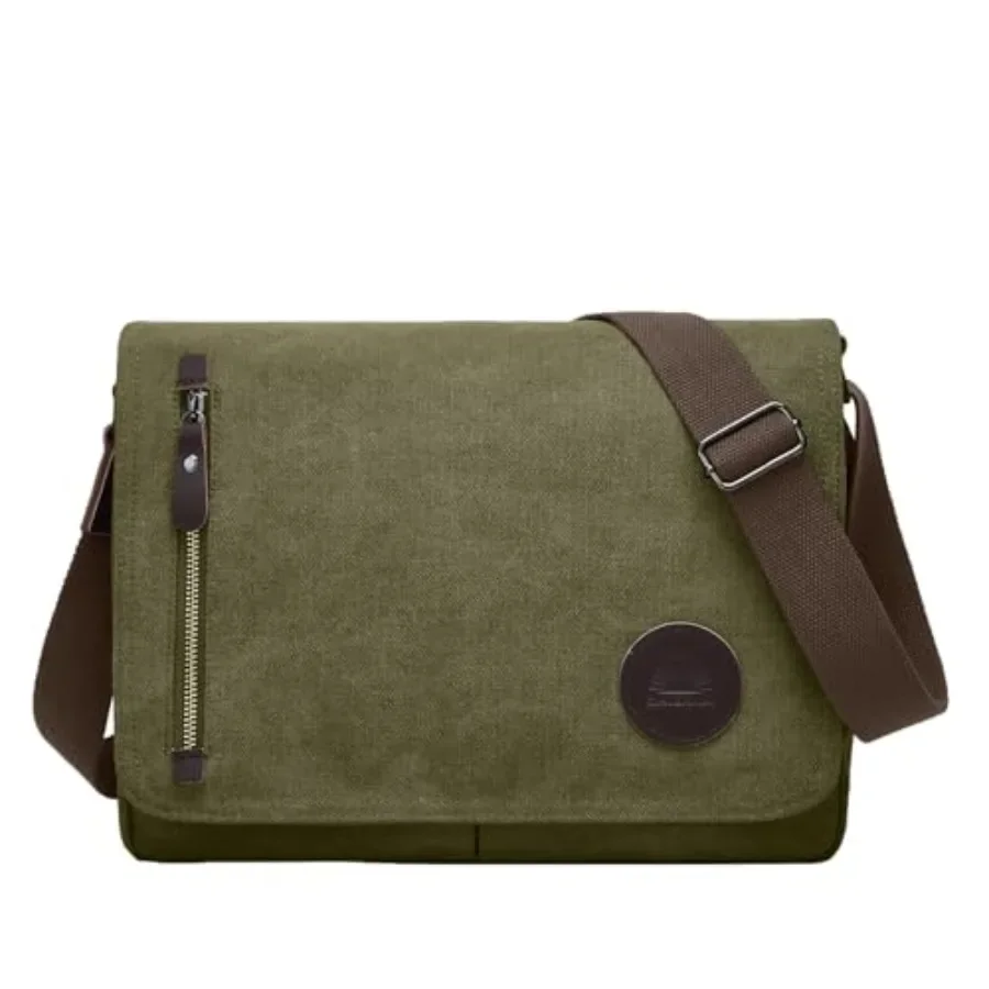 

Canvas Satchel Messenger Bag for Men Women, Vintage Shoulder Crossbody 13.3" Laptop Bag for Work Travel