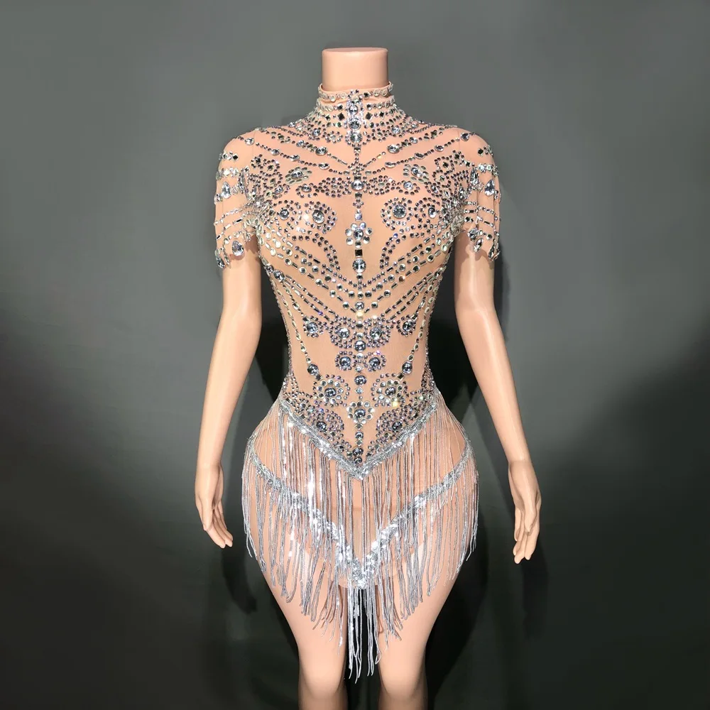 

Fringed Rhinestones Shiny Gorgeous Temperament Pattern Body Backless Zipper Party Dance Vestido De Fiesta Graduation Party Dress
