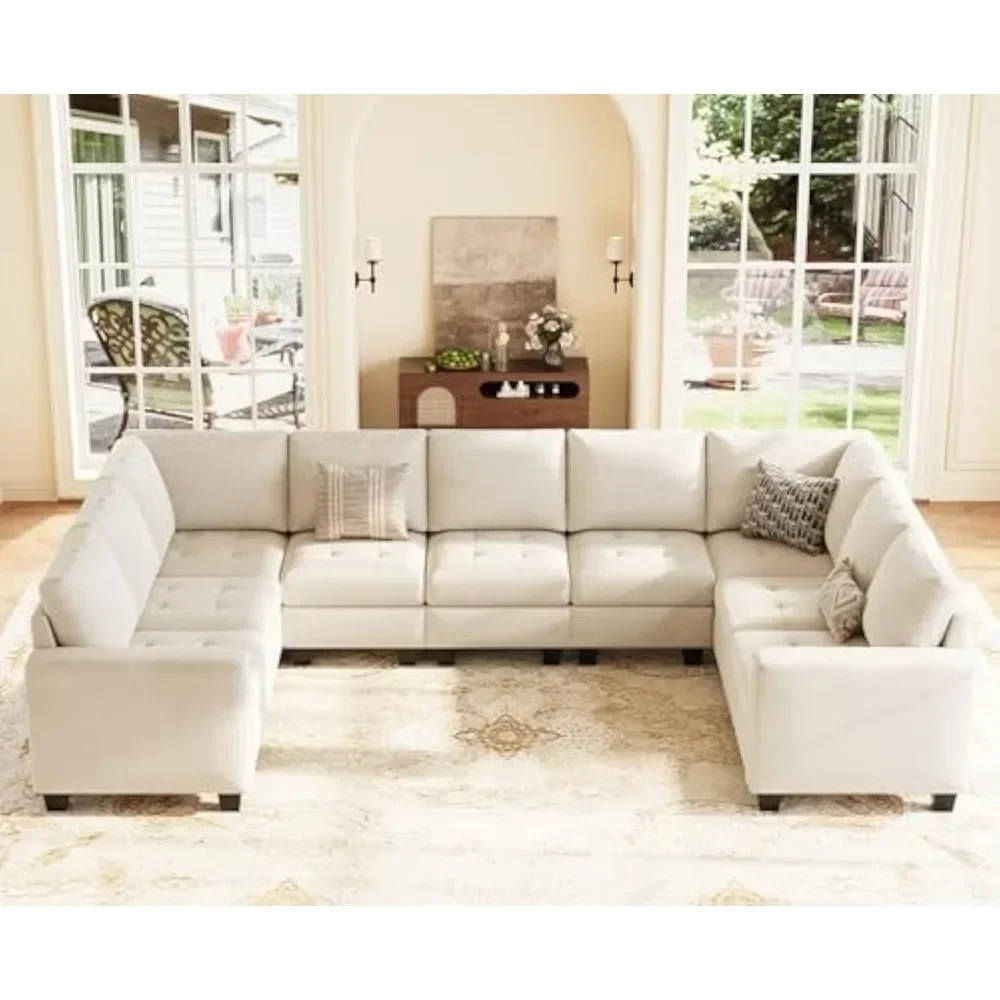 

Oversized Velvet Modular 9 Seater U-Shape Sectional Sofa Set with Chaise Convertible sectional Sofa Couch Set Modular