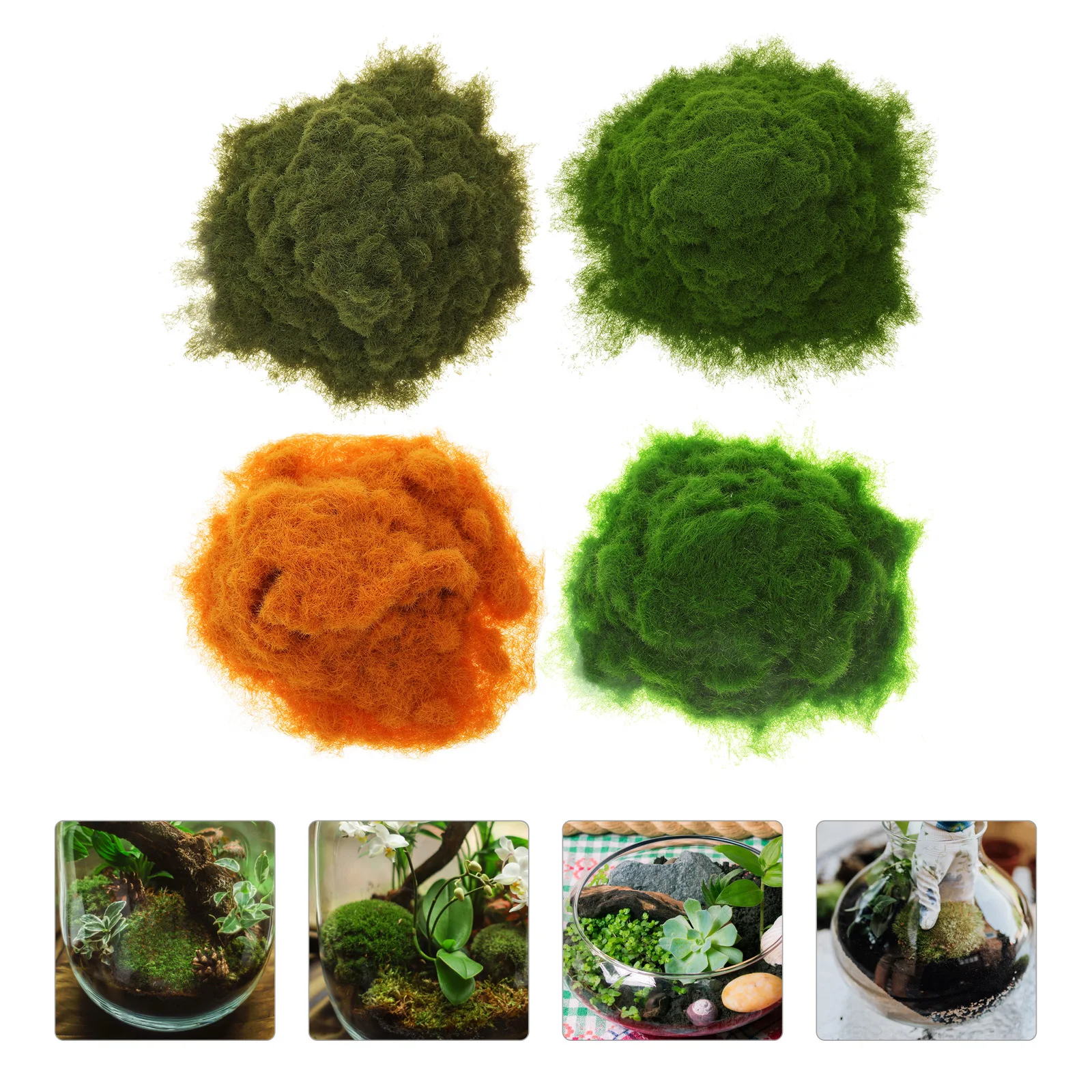 

4 pcs Artificial Lichen Green Plants Wall Decor Moss Simulation Rockery Tree Nylon Lawn Garden Landscaping Decorative Mini