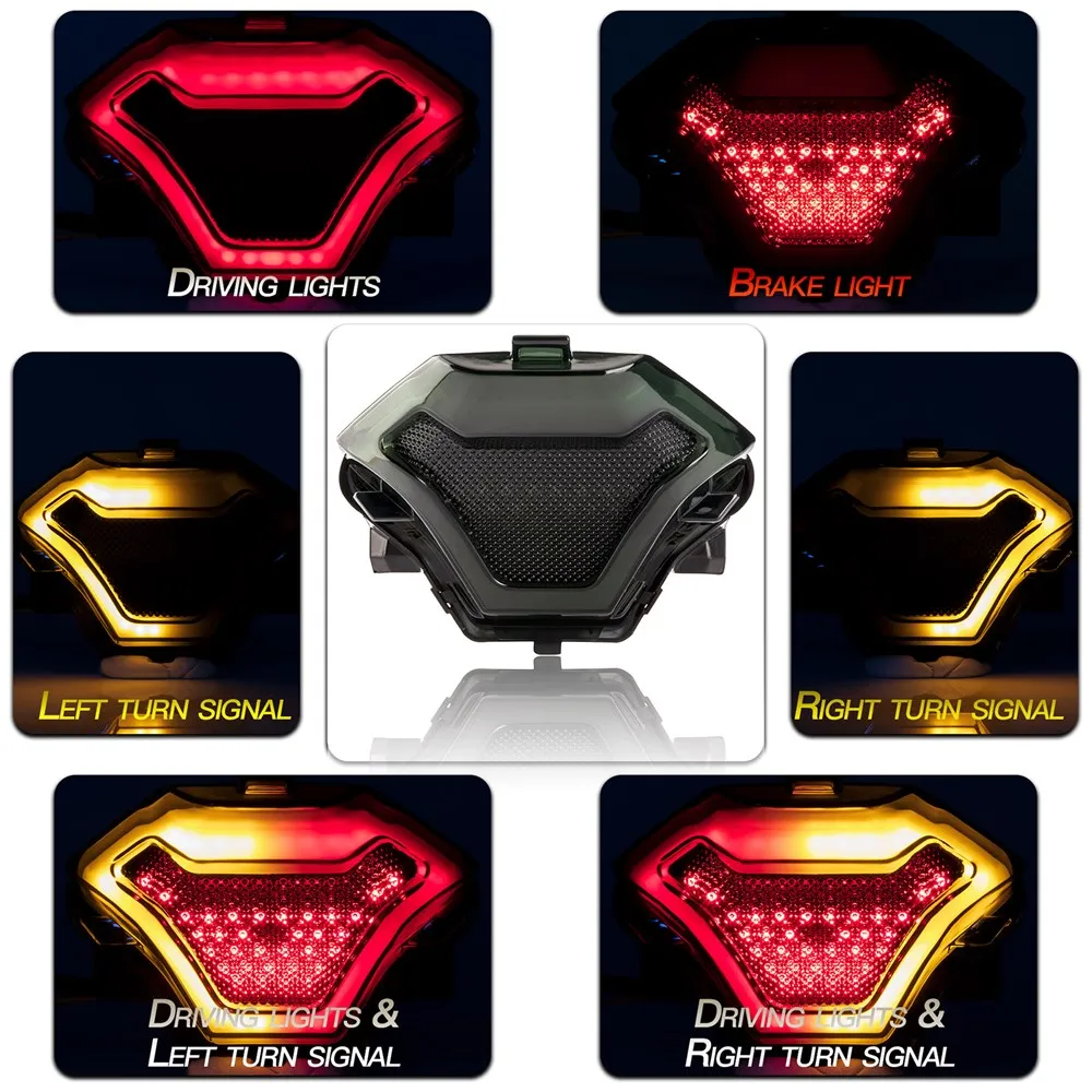 For Yamaha R3 R25 MT03 MT-03 MT07 MT-07 MT-25 FZ-07 Taillight Rear Tail Light Brake light Turn Signals Integrated LED Stop light